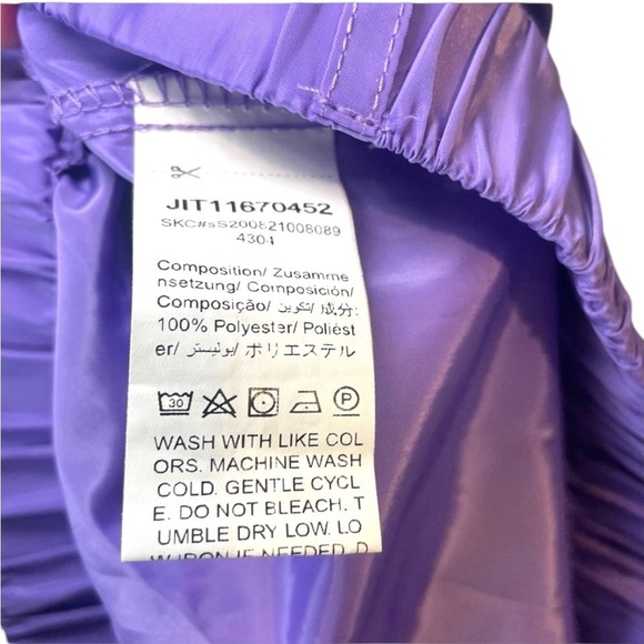 Shein Purple Pant Windbreaker Festival Oversized Cuffed Black Zipper Pant SZ L - Picture 9 of 13